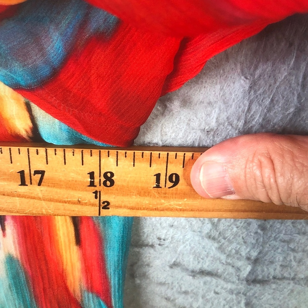 Vintage Collection Multicolor Ruffle-Neck Peasant Blouse Vibrant Abstract Print - Picture 3 of 11